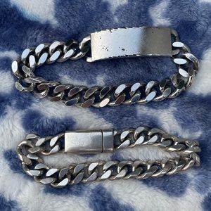 2 vintage engraveable silver chain bracelets - 8 inches length 1 CHAMPION brand!